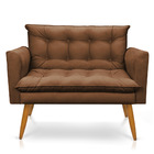 Namoradeira 2 Lugares Olivia Suede Marrom Pés Palito Castanho