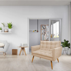 Namoradeira 2 Lugares Olivia Suede Pés Palito Castanho - Pall