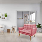 Namoradeira 2 Lugares Olivia Suede Pés Palito Castanho - Pall