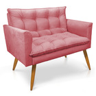 Namoradeira 2 Lugares Olivia Suede Pés Palito Castanho - Pall