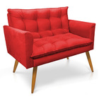 Namoradeira 2 Lugares Olivia Suede Vermelho Pés Palito Castan