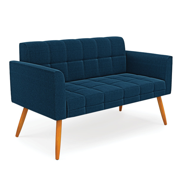 Namoradeira 2 Lugares Pé Palito Castanho Elisa Bouclê Azul D0