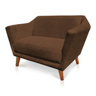 Namoradeira 2 Lugares Pérsia Suede Pés Chanfrado Castanho - P