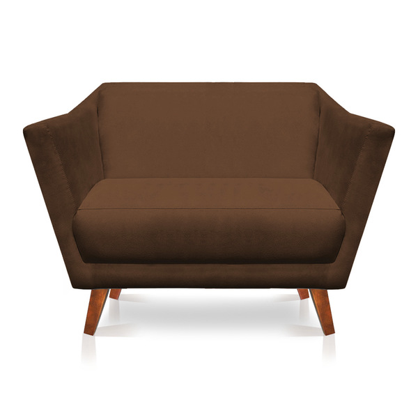 Namoradeira 2 Lugares Pérsia Suede Pés Chanfrado Castanho - P