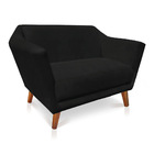 Namoradeira 2 Lugares Pérsia Suede Preto Pés Chanfrado Castan