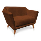 Namoradeira 2 Lugares Pérsia Suede Terracota Pés Chanfrado Ca