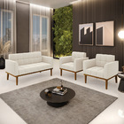 Namoradeira 2 Poltronas Base Madeira Fixa Cast Elisa Bouclê B