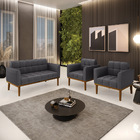 Namoradeira 2 Poltronas Base Madeira Fixa Cast Elisa Bouclê D