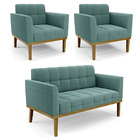 Namoradeira 2 Poltronas Base Madeira Fixa Cast Elisa Bouclê D