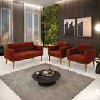 Namoradeira 2 Poltronas Base Madeira Fixa Cast Elisa Bouclê D