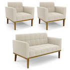 Namoradeira 2 Poltronas Base Madeira Fixa Cast Elisa Bouclê D