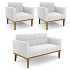 Namoradeira 2 Poltronas Base Madeira Fixa Cast Elisa Bouclê D