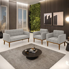 Namoradeira 2 Poltronas Base Madeira Fixa Cast Elisa Bouclê D