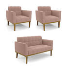 Namoradeira 2 Poltronas Base Madeira Fixa Cast Elisa Bouclê D