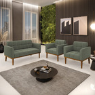 Namoradeira 2 Poltronas Base Madeira Fixa Cast Elisa Bouclê D