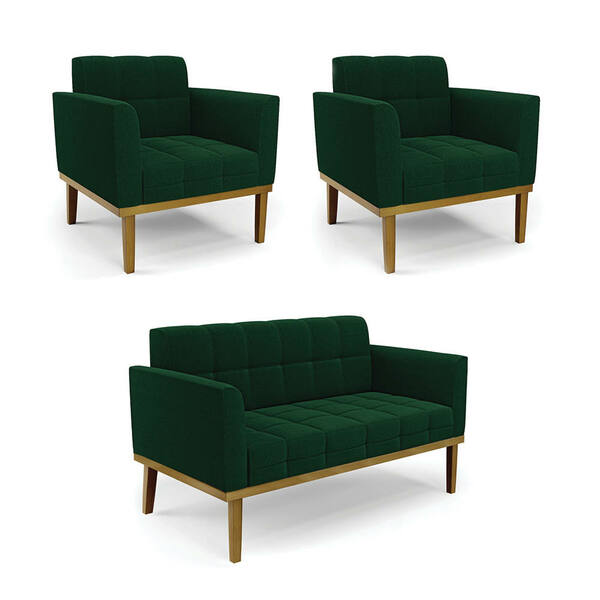 Namoradeira 2 Poltronas Base Madeira Fixa Cast Elisa Bouclê D