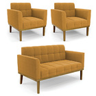 Namoradeira 2 Poltronas Base Madeira Fixa Cast Elisa Bouclê D