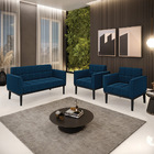 Namoradeira 2 Poltronas Base Madeira Fixa Pto Elisa Bouclê D0