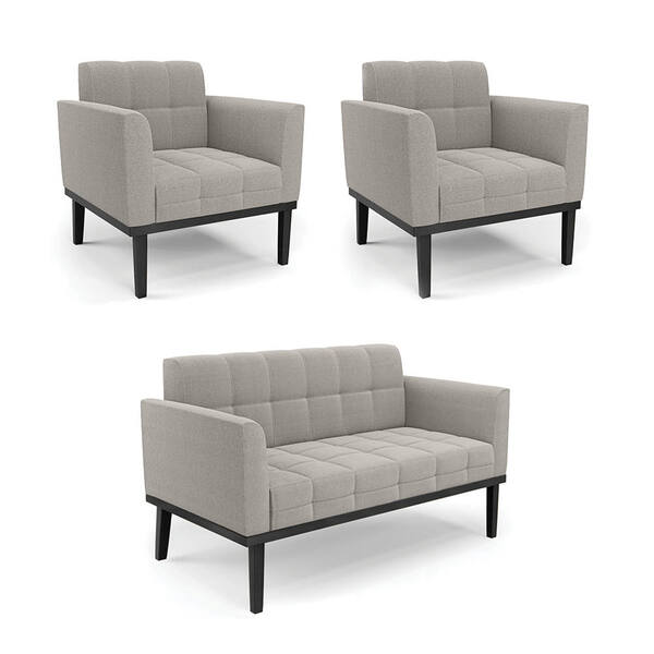 Namoradeira 2 Poltronas Base Madeira Fixa Pto Elisa Bouclê D0