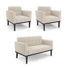 Namoradeira 2 Poltronas Base Madeira Fixa Pto Elisa Bouclê D0