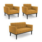 Namoradeira 2 Poltronas Base Madeira Fixa Pto Elisa Bouclê D0