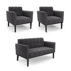 Namoradeira 2 Poltronas Base Madeira Fixa Pto Elisa Bouclê Gr