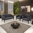 Namoradeira 2 Poltronas Base Madeira Fixa Pto Elisa Bouclê Gr