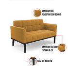 Namoradeira 2 Poltronas Base Madeira Fixa Pto Elisa Bouclê Mo