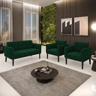 Namoradeira 2 Poltronas Base Madeira Fixa Pto Elisa Bouclê Ve