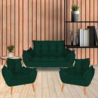 Namoradeira + 2 Poltronas Opala Verde Fibras Macias