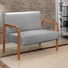 Namoradeira Anita Sofá 2 Lugares Moderna Braço Madeira Linho