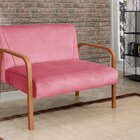 Namoradeira Anita Sofá 2 Lugares Moderna Braço Madeira Suede