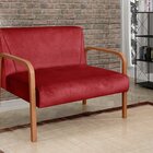 Namoradeira Anita Sofá 2 Lugares Moderna Braço Madeira Suede