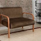 Namoradeira Anita Sofá 2 Lugares Moderna Braço Madeira Veludo