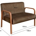 Namoradeira Anita Sofá 2 Lugares Moderna Braço Madeira Veludo