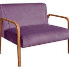 Namoradeira Anita Sofá 2 Lugares Moderna Braço Madeira Veludo