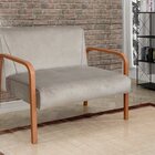 Namoradeira Anita Sofá 2 Lugares Moderna Braço Madeira Veludo