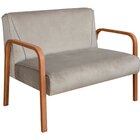 Namoradeira Anita Sofá 2 Lugares Moderna Braço Madeira Veludo