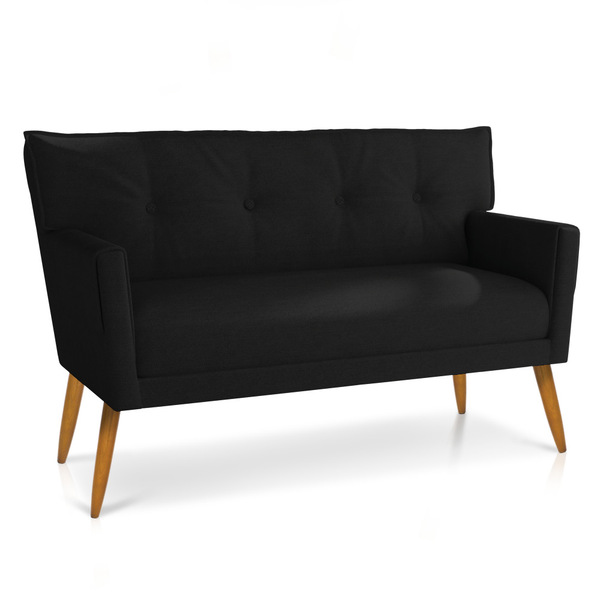 Namoradeira Anitta Linho Preto A79 Pés Palito Castanho D03 -