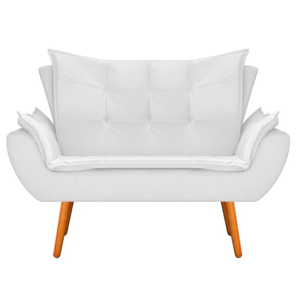 Namoradeira Apolo Pés Palito Mel Suede Branco - Amarena Móveis