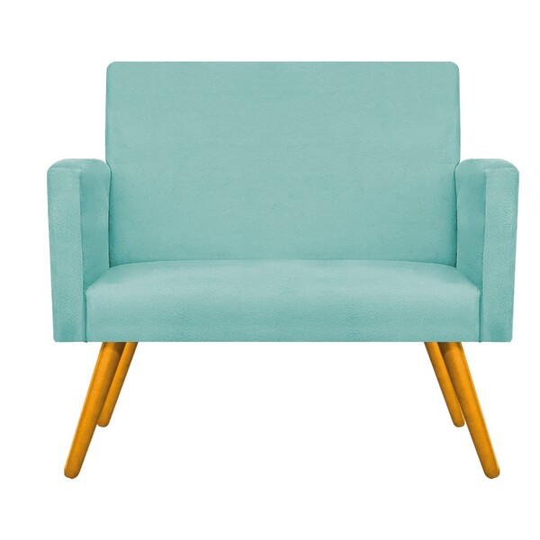 Namoradeira Beatriz Pés Palito Mel Suede Azul Tiffany - Amare