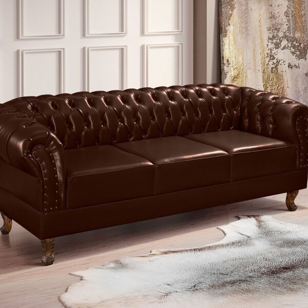 Namoradeira Chest 3 Lugares Duque Courano 200cm Marrom/café