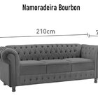 Namoradeira Chesterfield Bourbon Veludo 3 Lugares Cinza