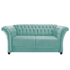 Namoradeira Chesterfield Sofia Suede Azul Ciano - Doce Sonho