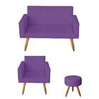 Namoradeira Com 1 Poltrona Nina E Puff Sófia Roxo