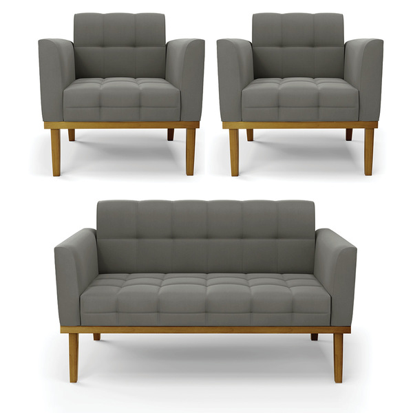 Namoradeira Com 2 Poltronas Base De Madeira Castanho Elisa Su