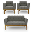 Namoradeira Com 2 Poltronas Base De Madeira Castanho Elisa Su