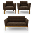 Namoradeira Com 2 Poltronas Base De Madeira Castanho Elisa Su