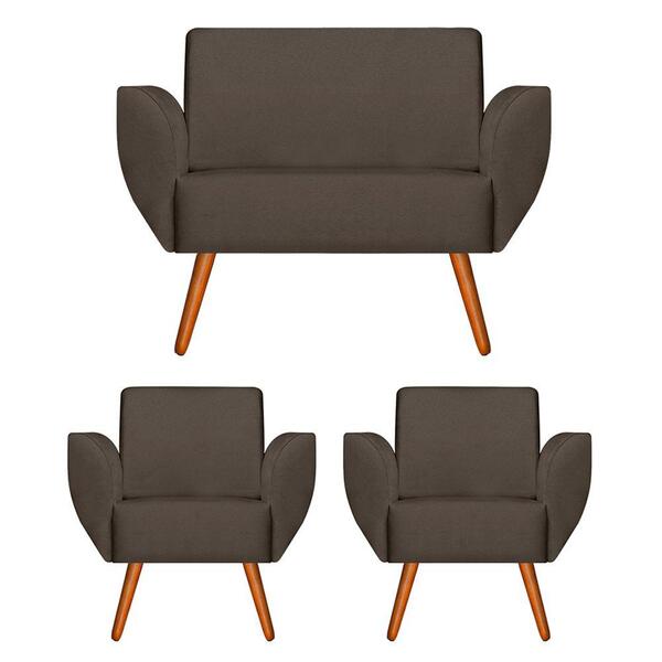 Namoradeira Com 2 Poltronas Jolly Suede Castor D'rost