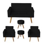 Namoradeira Com 2 Poltronas Nina E 2 Puffs Sófia Preto